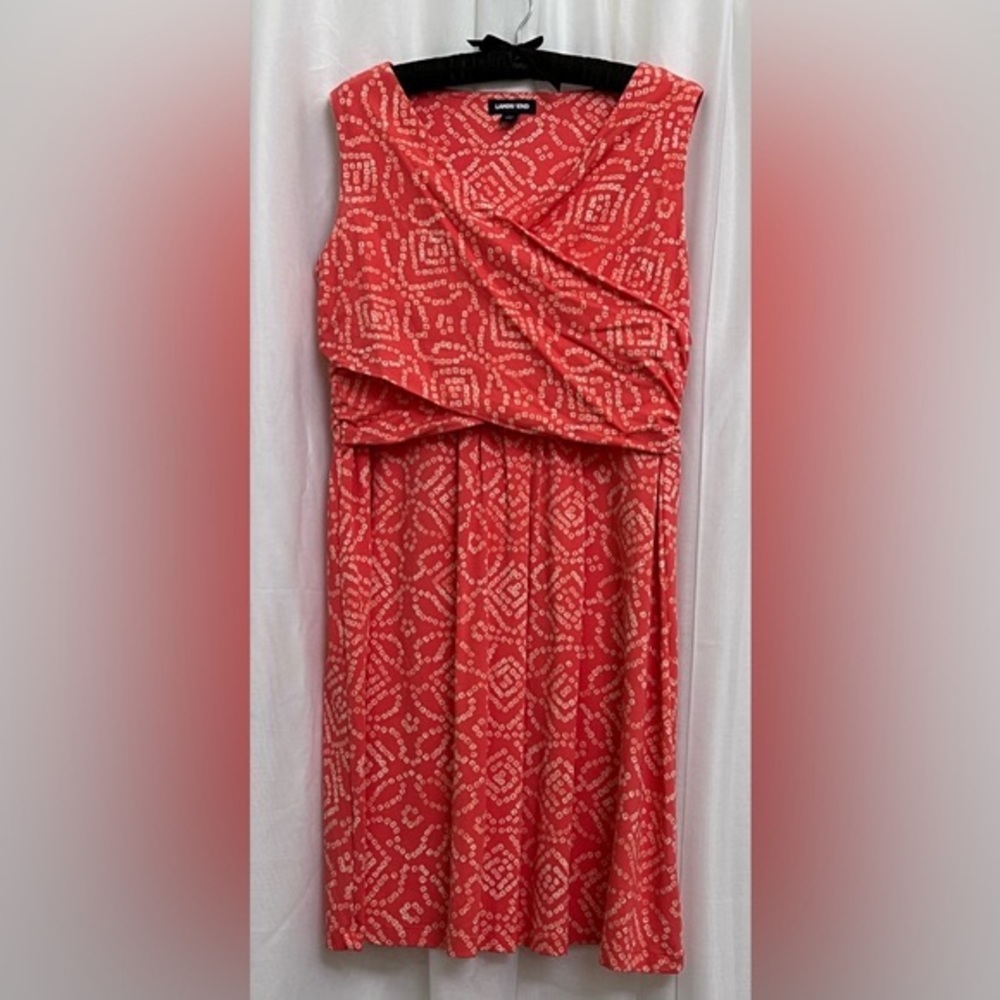 Lands End Sleeveless Summer Dress, size L (14-16), Coral.